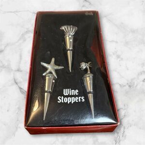 NIB JC Penney Set of 3 Metal Celestial Wine Stoppers Faux Jewel Accents